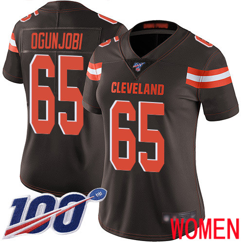 Cleveland Browns Larry Ogunjobi Women Brown Limited Jersey 65 NFL Football Home 100th Season Vapor Untouchable